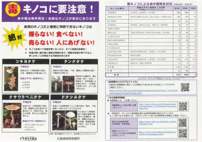 毒キノコ注意喚起チラシ（表）